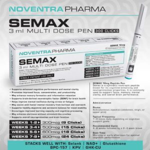 Noventra Pharma Semax 20mg | 3ml | Multi-Dose Pen (300 Clicks)