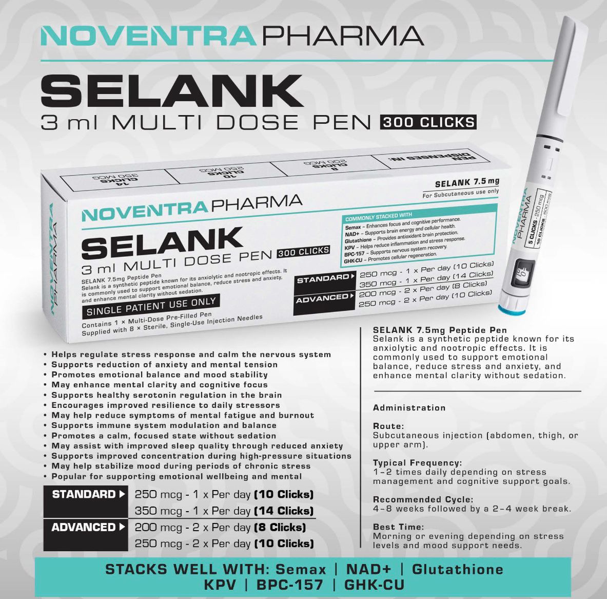 Noventra Pharma Selank 10mg | 2ml Multi-Dose Pen (200 Clicks)